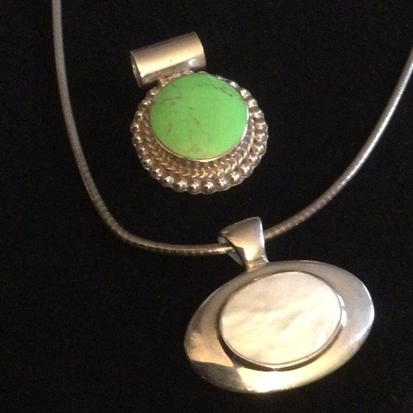 Super Sale Heavy Sterling Necklace with 2 Pendants